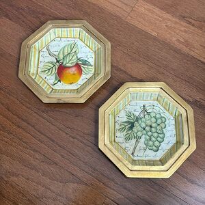Vintage wall art ceramic plaques (two piece)